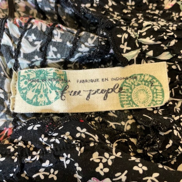 Free Preople Peasant Babydoll Floral Mini Press Black M - Picture 9 of 12